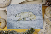 Lade das Bild in den Galerie-Viewer, Postkarte - Eisbären - Aquarell Illustration - Geburtstagskarte - Weihnachtskarte - Eigene Illustration