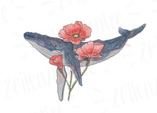 Lade das Bild in den Galerie-Viewer, Print - Buckelwal mit Mohnblume
