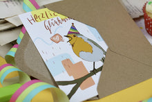 Lade das Bild in den Galerie-Viewer, Klappkarte - Rotkehlchen mit Partyhut