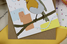 Lade das Bild in den Galerie-Viewer, Klappkarte - Rotkehlchen mit Partyhut