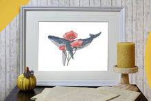 Lade das Bild in den Galerie-Viewer, Print - Buckelwal mit Mohnblume