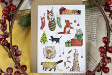Lade das Bild in den Galerie-Viewer, Klappkarte - Weihnachtskatzen - Grußkarte mit Katzen zu Weihnachten - Eigene Aquarell Illustration