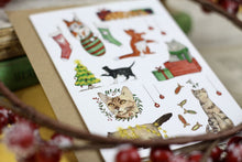 Lade das Bild in den Galerie-Viewer, Klappkarte - Weihnachtskatzen - Grußkarte mit Katzen zu Weihnachten - Eigene Aquarell Illustration