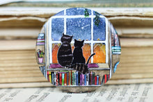 Lade das Bild in den Galerie-Viewer, Magnet - Katzen im Bücherregal - Eigene Illustration