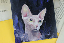 Lade das Bild in den Galerie-Viewer, Postkarte - Sphinx Katze - Nacktkatze - Goauche Porträt - Eigene Illustration