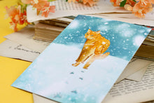 Lade das Bild in den Galerie-Viewer, Postkarte - Katze im Schnee - Rote Katze - Aquarell Illustration