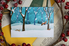 Lade das Bild in den Galerie-Viewer, Postkarte - Winterwald - Weihnachten - Fuchs, Hase und Eichhörnchen - Eigene Illustration