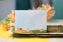 Lade das Bild in den Galerie-Viewer, Kleiner Notizblock - Kaninchen auf Blumenwiese - Frühling - Blanko - A7 - 50 Seiten