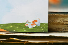 Lade das Bild in den Galerie-Viewer, Kleiner Notizblock - Kaninchen auf Blumenwiese - Frühling - Blanko - A7 - 50 Seiten