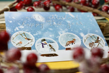 Lade das Bild in den Galerie-Viewer, Postkarte - Schneekugeln mit Tieren - Weihnachten - Fuchs, Hase, Rotkehlchen und Eichhörnchen - Eigene Illustration