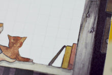 Lade das Bild in den Galerie-Viewer, Notizblock - Frau mit Katze am Fenster - A6 - 50 Seiten - kariert