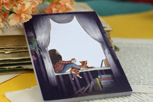 Lade das Bild in den Galerie-Viewer, Notizblock - Frau mit Katze am Fenster - A6 - 50 Seiten - kariert