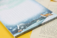 Lade das Bild in den Galerie-Viewer, Notizblock - Skandinavische Nacht - Polarlichter mit Fuchs - DIN A5 - 50 Seiten - kariert
