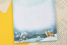 Lade das Bild in den Galerie-Viewer, Notizblock - Skandinavische Nacht - Polarlichter mit Fuchs - DIN A5 - 50 Seiten - kariert