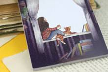 Lade das Bild in den Galerie-Viewer, Notizblock - Frau mit Katze am Fenster - A6 - 50 Seiten - kariert