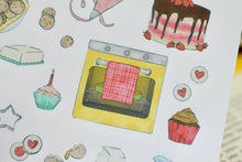 Lade das Bild in den Galerie-Viewer, Stickerbogen - Backen - Backzutaten, Kuchen und Kekse, Schürze, Mixer und Backbücher - Bullet Journal