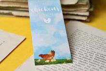 Lade das Bild in den Galerie-Viewer, Lesezeichen - Hahn und Henne mit Küken - Mit Spruch - Eigene Illustrationen - Mit Band