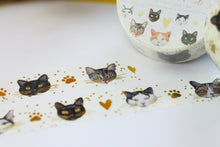Lade das Bild in den Galerie-Viewer, Washi Tape - Meine liebsten Katzen - Gold Foil - Eigene Illustrationen nach echten Katzen aus meinem Leben