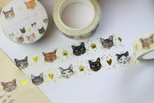 Lade das Bild in den Galerie-Viewer, Washi Tape - Meine liebsten Katzen - Gold Foil - Eigene Illustrationen nach echten Katzen aus meinem Leben