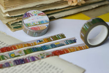 Lade das Bild in den Galerie-Viewer, Regenbogen Bücherregal Washi Tape - 1,5cm x 10m - Handgemalte Originalkunst - Eigene Illustration - Ideales Geschenk für Leseratten