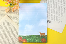 Lade das Bild in den Galerie-Viewer, Notizblock - Kater in Mohnblumenfeld - DIN A5 - 50 Seiten - liniert