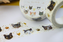 Lade das Bild in den Galerie-Viewer, Washi Tape - Meine liebsten Katzen - Gold Foil - Eigene Illustrationen nach echten Katzen aus meinem Leben