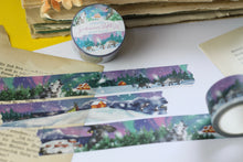 Lade das Bild in den Galerie-Viewer, Washi Tape - Skandinavische Nacht 2.0 - 10mx25mm - Eigene Illustrationen - Polarlichter, Rentier, Wale, Wolf