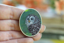 Lade das Bild in den Galerie-Viewer, Holz Pin - Streifenkauz - Waldtier / Vogel Anstecknadel - Brosche - Eigene Illustration