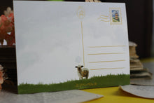 Lade das Bild in den Galerie-Viewer, Postkarte - Schafe auf Deich - Nordsee mit Leuchtturm - Aquarell Illustration - Handgemalt - Geburtstagskarte