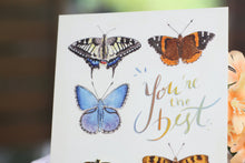 Lade das Bild in den Galerie-Viewer, Karte mit Emaille Pin - Minipin - Schmetterling - You are the best - Aurorafalter - Grußkarte mit Pin - Geschenkidee