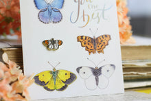 Lade das Bild in den Galerie-Viewer, Karte mit Emaille Pin - Minipin - Schmetterling - You are the best - Aurorafalter - Grußkarte mit Pin - Geschenkidee