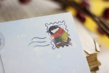 Lade das Bild in den Galerie-Viewer, Postkarte - Kohlmeise im Schnee - Vogel mit Schal - hello winter - Weihnachten Winter - Eigene Illustration