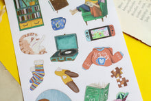 Lade das Bild in den Galerie-Viewer, Stickerbogen - Lets get cozy - Gemütliche Sticker - Bücher, Pflanzen, Katze, Herbst, Winter - Bullet Journal - Eigene Illustrationen