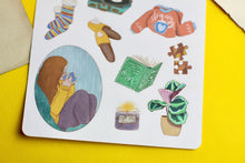 Lade das Bild in den Galerie-Viewer, Stickerbogen - Lets get cozy - Gemütliche Sticker - Bücher, Pflanzen, Katze, Herbst, Winter - Bullet Journal - Eigene Illustrationen