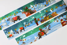 Lade das Bild in den Galerie-Viewer, Washi Tape - Christmas Night - Santa, Rentiere und Elfen - Polarlichter - Schnee - Gold Foil - 15mm x 10m - Eigene Illustrationen