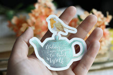 Lade das Bild in den Galerie-Viewer, Vinyl Sticker - Rotkehlchen auf Teekanne - Affirmation - Handgemalte Illustration