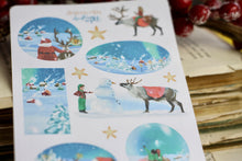 Lade das Bild in den Galerie-Viewer, Stickerbogen - Christmas night - Weihnachtsmann, Elfen und Rentiere - Weihnachtsabend - Bullet Journal - Eigene Illustrationen