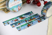 Lade das Bild in den Galerie-Viewer, Washi Tape - Christmas Night - Santa, Rentiere und Elfen - Polarlichter - Schnee - Gold Foil - 15mm x 10m - Eigene Illustrationen