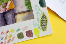 Lade das Bild in den Galerie-Viewer, Postkarte - Pflanzenmädchen - Frau mit Pilea - Let the good thoughts grow - Eigene Illustration