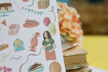 Lade das Bild in den Galerie-Viewer, Stickerbogen - Geburtstag - Torte, Luftballons, Luftschlangen - Bullet Journal - Eigene Illustrationen
