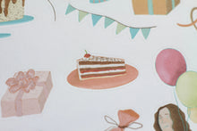 Lade das Bild in den Galerie-Viewer, Stickerbogen - Geburtstag - Torte, Luftballons, Luftschlangen - Bullet Journal - Eigene Illustrationen