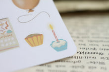Lade das Bild in den Galerie-Viewer, Stickerbogen - Geburtstag - Torte, Luftballons, Luftschlangen - Bullet Journal - Eigene Illustrationen