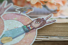 Lade das Bild in den Galerie-Viewer, Vinyl Sticker mit Glitzer Effekt - Feminismus - Katze, Tulpen, Rotkehlchen, Peace, LGBTQIA+ - Verschiedene Hautfarben - Eigene Illustration