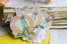 Lade das Bild in den Galerie-Viewer, Vinyl Sticker mit Glitzer Effekt - Feminismus - Katze, Tulpen, Rotkehlchen, Peace, LGBTQIA+ - Verschiedene Hautfarben - Eigene Illustration