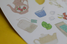 Lade das Bild in den Galerie-Viewer, Stickerbogen - Tee - Teekannen, Teebeutel, Zitrone, Zucker, Tassen - Cozy - Teatime - Bullet Journal - Eigene Illustrationen