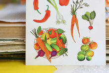 Lade das Bild in den Galerie-Viewer, Postkarte - Gemüse - Tomaten, Gurken, Knoblauch und mehr - Handgemalte Illustration