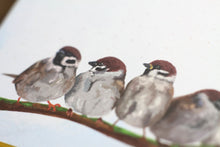 Lade das Bild in den Galerie-Viewer, Notizblock - Spatzen auf Ast - A6 - 50 Seiten - Handgemalte Illustration