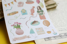 Lade das Bild in den Galerie-Viewer, Stickerbogen - Geburtstag - Torte, Luftballons, Luftschlangen - Bullet Journal - Eigene Illustrationen