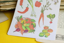 Lade das Bild in den Galerie-Viewer, Stickerbogen - Gemüse - Veggies - Tomaten, Gurke, Radieschen, Knoblauch - Bullet Journal - Eigene Illustrationen