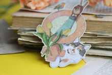 Lade das Bild in den Galerie-Viewer, Vinyl Sticker mit Glitzer Effekt - Feminismus - Katze, Tulpen, Rotkehlchen, Peace, LGBTQIA+ - Verschiedene Hautfarben - Eigene Illustration